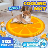 Detailed information about the product Pet Cooling Mat Dog Pad Cool Gel Pattern Cat Bed Orange 60X60CM
