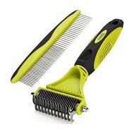 Detailed information about the product Pet Dematting Tool 2 Pack, Double Sided Undercoat Rake and Dematting Comb for Dogs and Cats