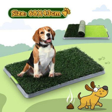 Pet Dog Grass Toilet Pee Pad Indoor Puppy Potty Training Mat Patch With Removable Tray