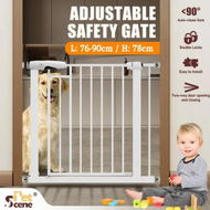 Detailed information about the product Pet Dog Safety Gate Adjustable Fence Cat Stairs Doorway Enclosure Safe Guard Security Barrier 76 to 90cm with 7cm Extension