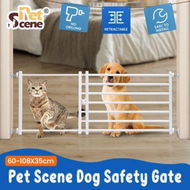 Detailed information about the product Pet Dog Safety Gate Cat Fence Enclosure Guard Stair Security Barrier Retractable Portable Puppy Low Containment System Metal White 35cm High