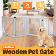 Detailed information about the product Pet Fence Dog Gate Puppy Safety Guard Indoor Wooden Playpen Foldable Freestanding Barrier Protection Net Stair Partition Grey 4Panels