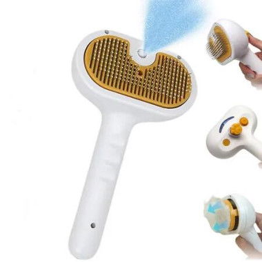 Pet Grooming Brush with Spray for Cats and Dogs, Self Cleaning, Anti Static Shedding Spray Comb, Hair Removal