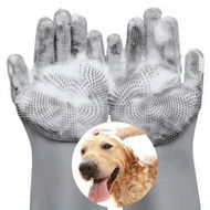 Detailed information about the product Pet Grooming Gloves Dog Bathing Shampoo Gloves Pet Hair Remover Brush For Cats & Dogs - Grey