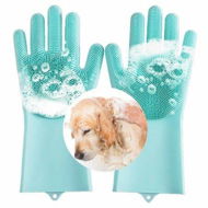 Detailed information about the product Pet Grooming Silicone Gloves For Cat Dog Bathing Brush With Long Bristles Heat Resistant Silicone Pet Hair Removal Gloves Green