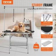 Detailed information about the product Pet Grooming Table Two Arms with Clamp, 117cm Dog Grooming Station, Foldable Pets Grooming Stand for Medium and Small Dogs, Free Two No Sit Haunch Holder with Grooming Loop, Bearing 149.7kg