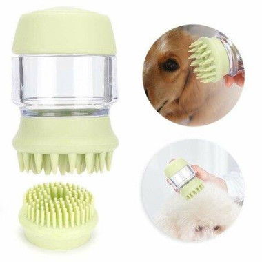 Pet Grooming Shower Comb Soft Silicone Pet Hair Multifunctional Brush (Green)