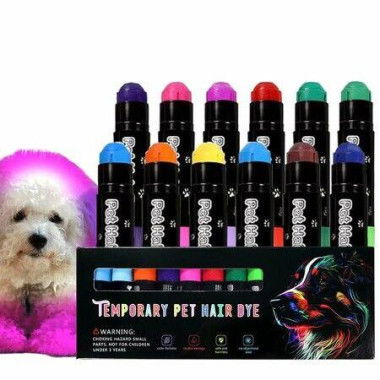 Pet Hair Fur Paint Dye Grooming Temporary Dog Hair Dye 12 Color Washable Non Toxic DIY Creative Grooming Pet Safe Marking Pens