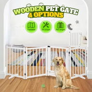 Detailed information about the product Pet Safety Gate 4 Panel Puppy Playpen Wood Enclosure Security Fence Freestanding Dog Stair Doorway Tall Barrier with Door Indoor Foldable