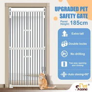 Detailed information about the product Pet Safety Gate Dog Cat Safe Guard Extra Tall Fence Enclosure Barrier Retractable Security Fencing for Doorway Stairs Kitchen 190 to 250cm