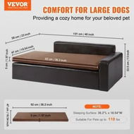 Detailed information about the product Pet Sofa, Dog Couch for Large-Sized Dogs and Cats, 40 x 23 x 13 inch, Soft Leather Dog Sofa Bed, 50 kg Loading Cat Sofa, Black