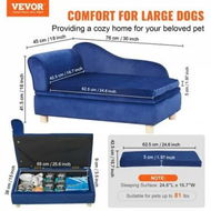 Detailed information about the product Pet Sofa, Dog Couch for Medium-Sized Dogs and Cats, 30x18x16 inch Soft Velvety Dog Sofa Bed, 37kg Loading Cat Sofa, Blue