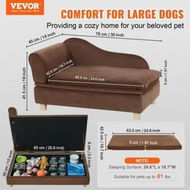 Detailed information about the product Pet Sofa, Dog Couch for Medium-Sized Dogs and Cats, 30x18x16 inch Soft Velvety Dog Sofa Bed, 37kg Loading Cat Sofa, Dark Brown