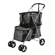 Detailed information about the product Pet Stroller 2-Tier Dog Cat Carrier Foldable