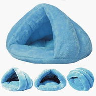 Detailed information about the product Pet Tent Cave Bed For Small Medium Puppies Kitty Dogs Cats Pets Sleeping Bag Thick Fleece Warm Soft Dog Bed (Blue-L).