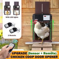 Detailed information about the product Petscene Automatic Chicken Coop Door Opener Kit LED Lights Timer Light Sensor Remote Waterproof