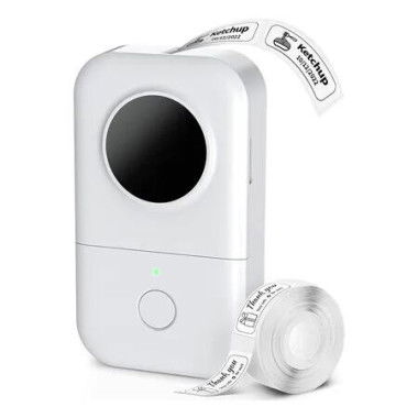 Phomemo D30 Label Printer with 1 Roll Rabel, Mini Pocket Smartphone Label Maker Machine, Direct Thermal Printer Rechargeable Labeler Compatible with iPhone/Android, for Home Office Labeler, White