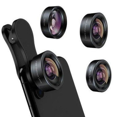 Phone Camera Lens 3-in-1 Phone Lens Kit: 198° Fisheye Lens + 120° Super Wide-Angle Lens + 20x Macro Lens For IPhone Samsung And Android Smartphones.