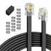 Phone Extension Cord 7.6M 25Ft 1pcs,Telephone Cable with Standard RJ11 Plug and 1 in-Line Couplers and 20 Cable Clip Holders,Black. Available at Crazy Sales for $9.99