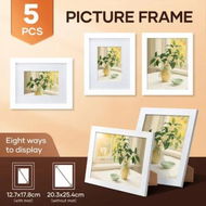 Detailed information about the product Photo Frames Set Craft Display Pictures Framing 5Pcs White Art Work Decor Wall Gallery Hanging Tabletop Family Childrens Drawings Canvas 8x10Inch