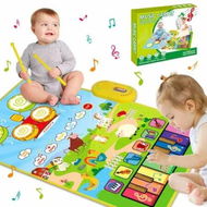 Detailed information about the product Piano Mat Musical Drum 3in1 Educational Toys Kids Animal Touch Play Blanket Early Learning Sticks Ages 3+ Fun Activity