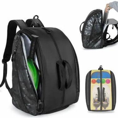 Pickleball Bag Fits 4 Paddles,Pickleball Backpack with Laptop Pocket,Shoe Compartment and Fence Hook(Black)