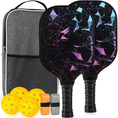 Pickleball Paddles, USAPA Approved Fiberglass Surface Pickleball Set with Pickleball Rackets, Pickleball Paddles Set for Men Women