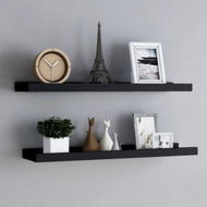 Detailed information about the product Picture Frame Ledge Shelves 2 pcs Black 80x9x3 cm MDF