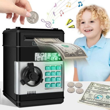 Piggy Bank Cash Coin Can ATM Bank Electronic Coin Money Bank Best Gifts For Girls/Boys/Kids (Black)