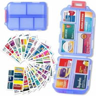 Detailed information about the product Pill Organizer with Medicine Labels Travel Daily Pill Container Mini Medication Organizer Storage Pill Organizer Travel Essentials Pill Case 7 Day Pill Organizer (Blue & 146 Lables)