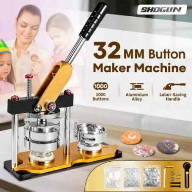 Pin Badge Button Maker Machine Press Punch DIY Making Kit 1000 Buttons Free Parts 32mm Dies Circle Cutter Models Crafts Artist Supplies Children Gifts