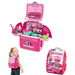 Pink 2 In 1 Portable Backpack Kitchen Pretend Play Set With Cooking Utensils Pots Fruits And Vegetables Skill-Building Role Playing Game. Available at Crazy Sales for $22.99