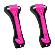 Detailed information about the product Pink 2 Pack Emergency Window Breaker Safety Hammer MultiFunction Escape Tool With Base Reflective Strips Tempered Glass Hammer