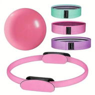 Detailed information about the product Pink 5 Pack Pilates Ring Ball Set with 3 Resistance Bands Magic Circle 38cm Fitness Ring Yoga