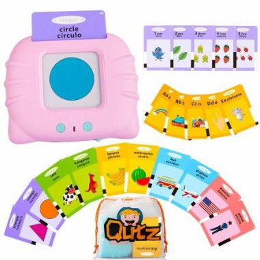 Pink-Bilingual English & Spanish Flash Cards for Toddlers, Audible Toys Learning Spanish for Kids Adults, Speech Therapy Toysï¼Œ224 Sight Words