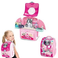 Detailed information about the product Pink Dog Grooming Toys 2 In 1 Backpack Pet Toy Space Schoolbag Pet Care Pretend Toys For Kids Gifts for Girls Boys 3-7 Years Old