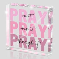 Detailed information about the product Pink Inspirational Decor Pray Over It Bible Verse Wall Art Christian Gifts for Women, 4x 4 Inches, Pray on it Pray through it
