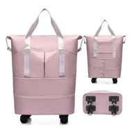 Detailed information about the product Pink Large Capacity Travel Bag Waterproof Expandable Universal Wheels 3 Pockets Free Password Lock Dry & Wet Separation