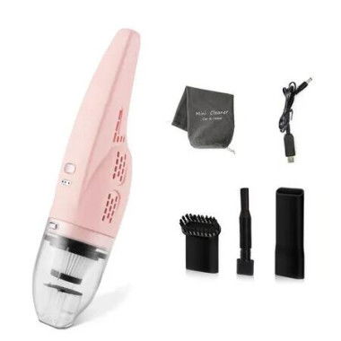 Pink Mini Portable Handheld Large Suction Power Display USB Charging Car Home Desktop Vacuum Cleaner