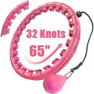 Detailed information about the product (Pink)32 Detachable Knots-2 in 1 Abdomen Fitness Massage Non Fall Smart Hooola Hoop with Auto Spinning Ball,Weighted Exercise Hoop Plus Size