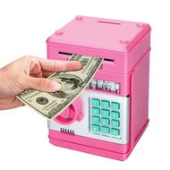 Detailed information about the product (Pink)Electronic Password Piggy Bank Cash Coin Can Auto Scroll Paper Money Saving Box Toy for 6 7 8 9 10 11 12 Years Old Kids Gifts