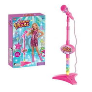 Detailed information about the product (Pink)Kids Karaoke Microphone Musical Toys - Kids Karaoke Adjustable Stand With External Music Function & Flashing Lights Toy for Kids Children Girls