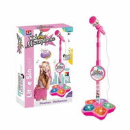 Detailed information about the product (Pink)Musical Microphone with Stand Children Karaoke Mic Amplifying Music Bracket Singing Toy with Lights Pedal Flashing Singing Toys