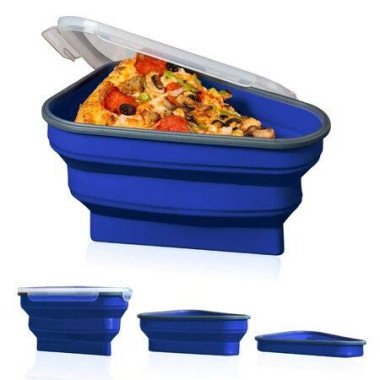Pizza Pack - Reusable Pizza Storage Container With 5 Microwavable Serving Trays. Adjustable Pizza Slice Container To Organize & Save Space (Blue).