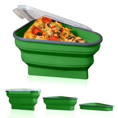 Pizza Pack - Reusable Pizza Storage Container With 5 Microwavable Serving Trays. Adjustable Pizza Slice Container To Organize & Save Space (Green).