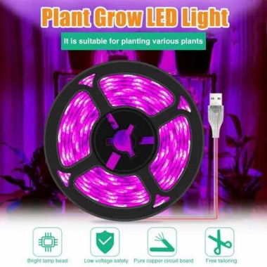 Plant Grow Light LED Strips Waterproof Full Spectrum Indoor Succulents Hydroponics Greenhouse Gardening Growing Lamp USB Bars 3M