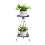 Detailed information about the product Plant Stand 2 Tiers Outdoor Indoor Grey Gold Medium