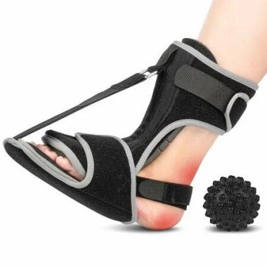 Plantar Fasciitis Night Splint with Massage Ball for Plantar Fasciitis Relief, Comfortable Plantar Fasciitis Brace for Achilles Tendonitis Heal Spur Foot,Black