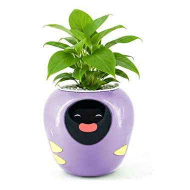 Plantbot Upgraded Large Smart Flower Pot Pet Planter Robot with Artificial Intelligence, Time Temperature Display for Indoor Decoration, Gifts, Purple
