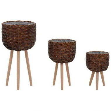 Planter 3 Pcs Wicker With PE Lining